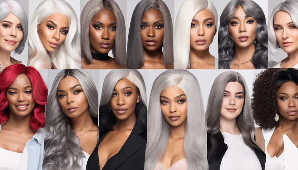 gray and white wigs